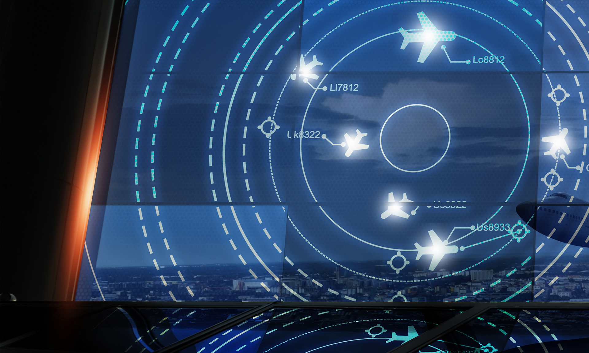 Digital display showing aircraft tracking data and flight paths, highlighting autonomous systems in aviation.